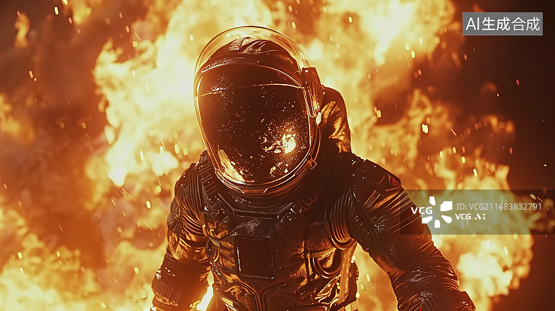 【AI数字艺术】消防员夜间灭火的特写镜头图片素材