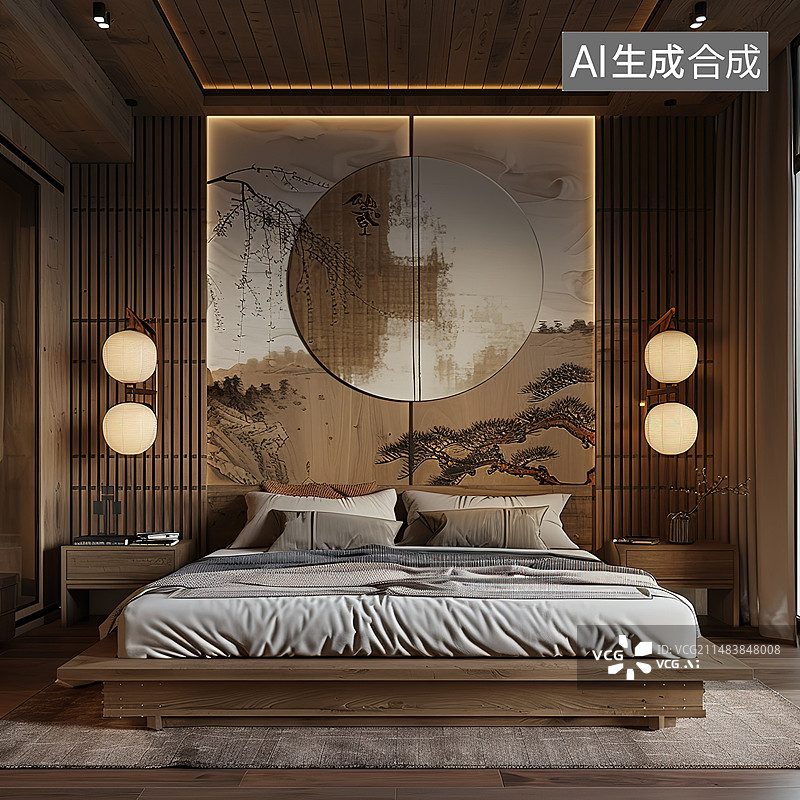 【AI数字艺术】豪华酒店别墅样板房图片素材