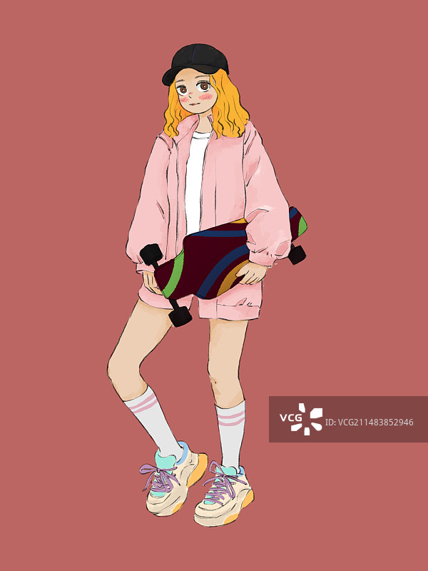 滑板女孩图片素材