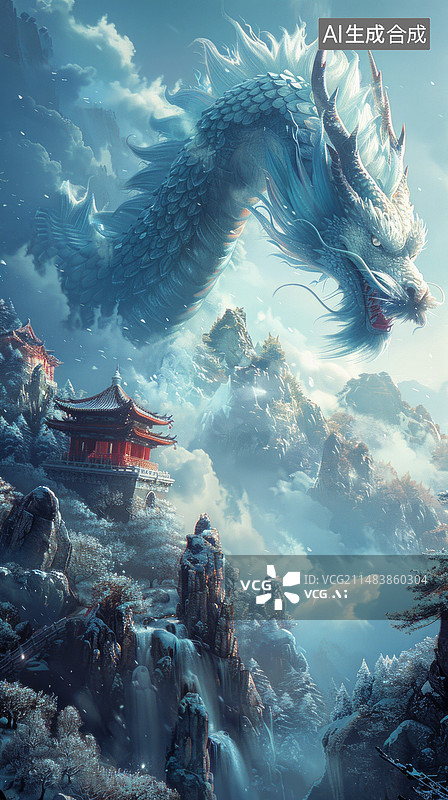【AI数字艺术】中国龙抬头图片素材