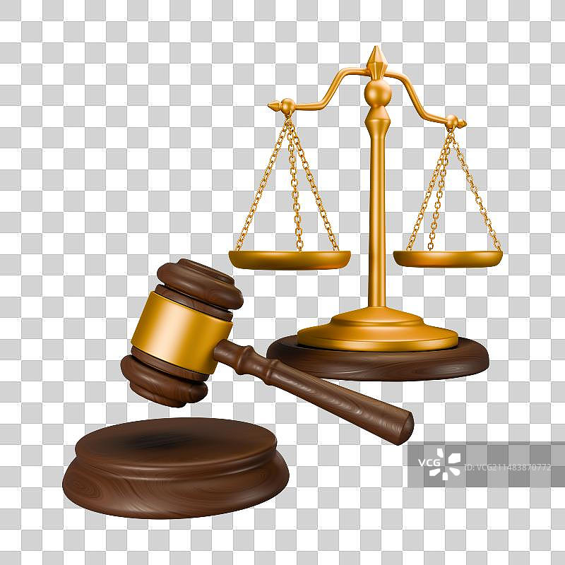 3D立体渲染元素法律知识天秤公平锤图片素材
