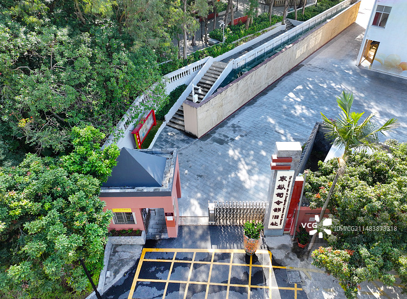 广东省深圳市大鹏新区土洋东江纵队司令部旧址航拍图片素材