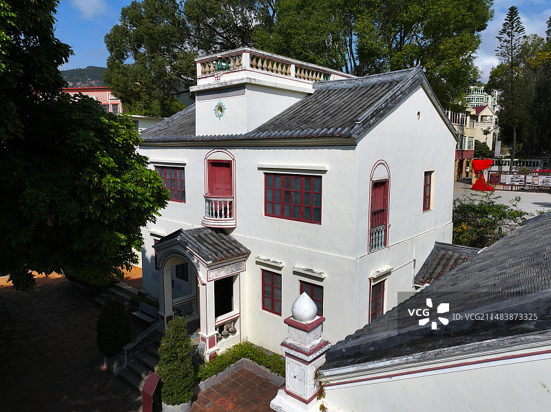 广东省深圳市大鹏新区土洋东江纵队司令部旧址航拍图片素材