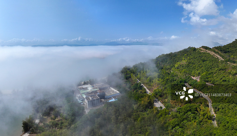 广东省深圳市大鹏新区咸头岭遗址航拍图片素材