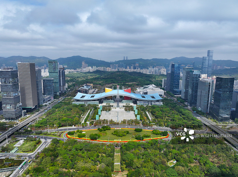 广东省深圳市福田区CBD平安金融中心卓越中心航拍图片素材