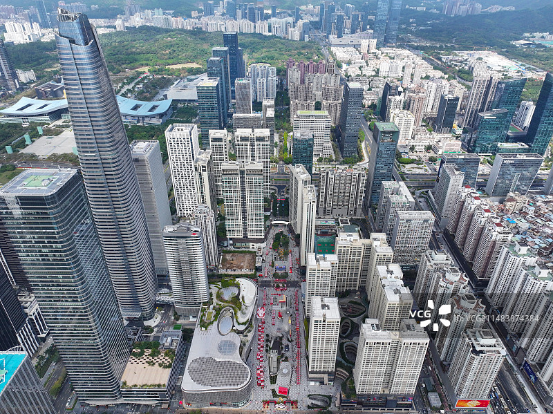 广东省深圳市福田区CBD平安金融中心卓越中心航拍图片素材