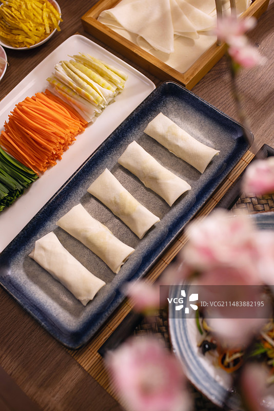 春卷,立春,桃花,传统美食图片素材