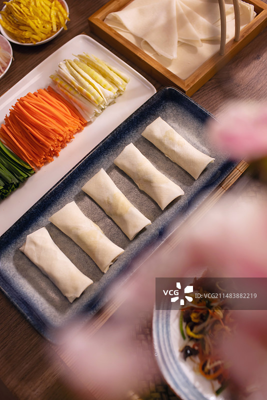 春卷,立春,桃花,传统美食图片素材