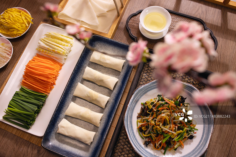 春卷,立春,桃花,传统美食图片素材