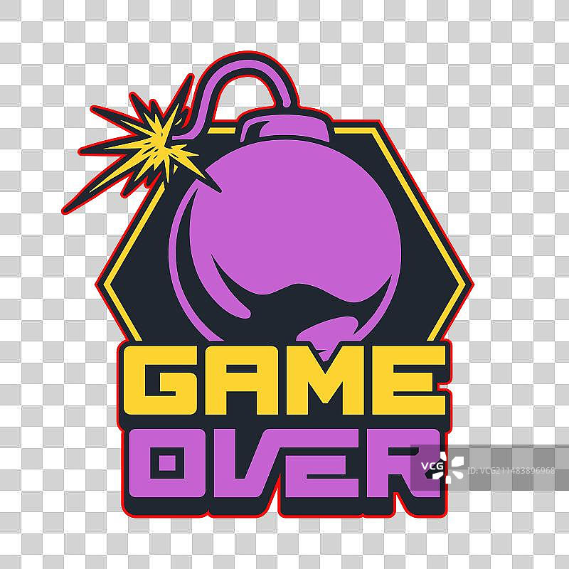 游戏结束复古彩色贴纸图片素材