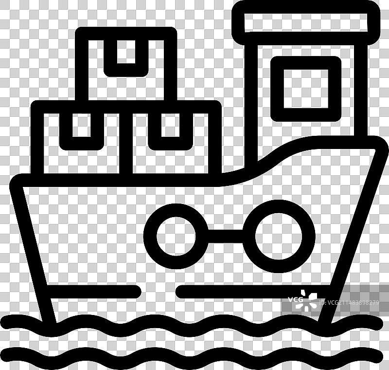 货船轮廓图标：仓储物流图片素材