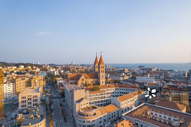 青岛中山路航拍图片素材