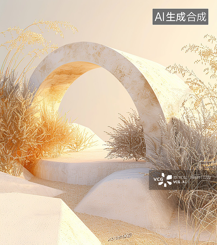 【AI数字艺术】夕阳下的芦苇图片素材