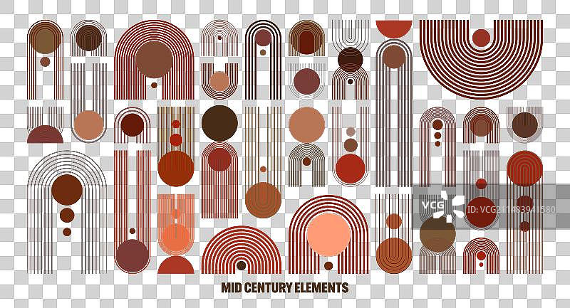 世纪中期拱形和圆形现代元素图片素材