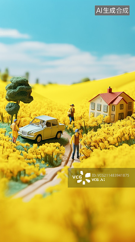 【AI数字艺术】微缩景观郊游图片素材