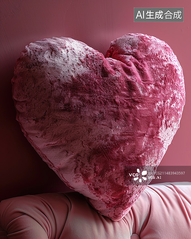【AI数字艺术】粉红色背景下心形装饰的特写镜头图片素材