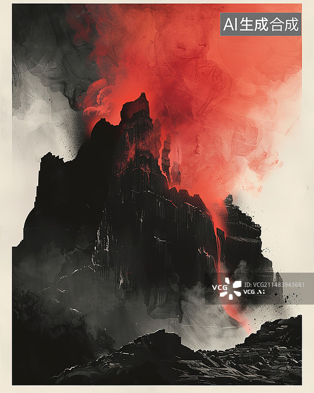 【AI数字艺术】橙色烟雾的低角度视图图片素材