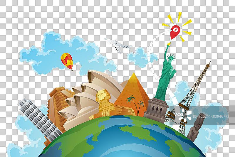 世界著名古迹旅行概念图片素材