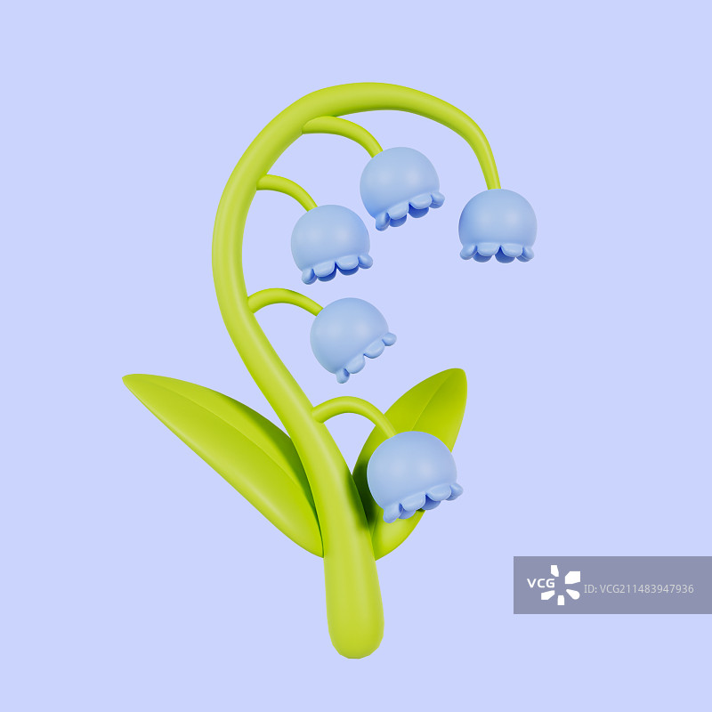 3D渲染的可爱的铃木花朵春天花卉吊兰植物元素插画图片素材