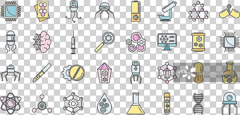 纳米科技科学彩色线条图标集图片素材