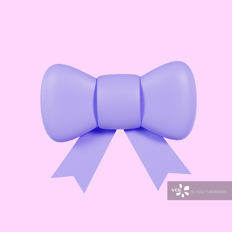 3D渲染的可爱的紫色蝴蝶结元素插画图片素材