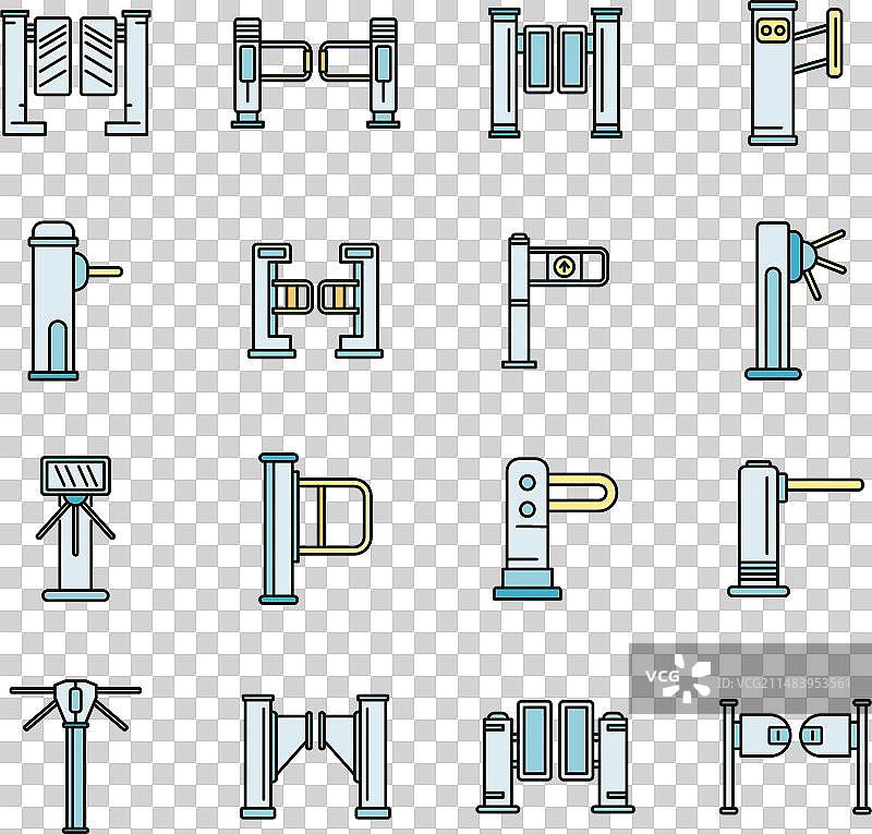 十字转门访问图标彩色线条图片素材