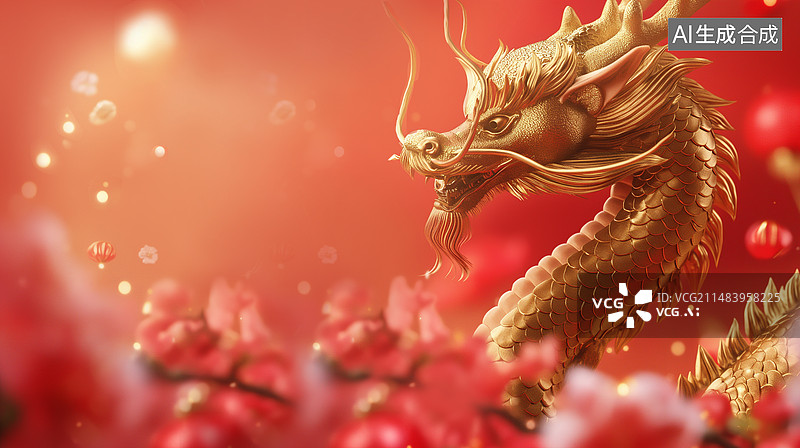 【AI数字艺术】3D卡通中国风龙抬头插画图片素材