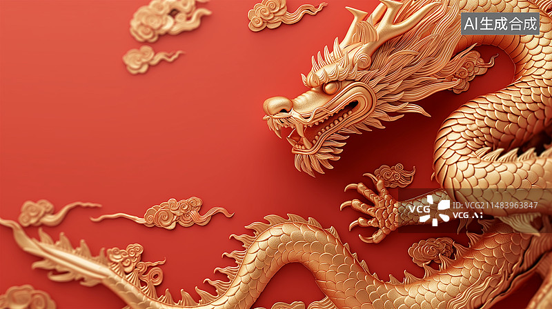 【AI数字艺术】3D卡通中国风龙抬头插画图片素材