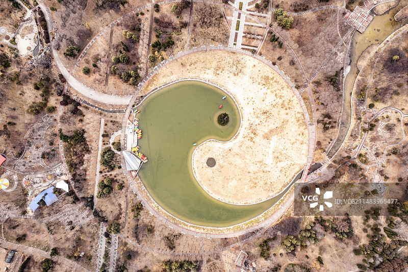 中国河南省安阳太极图案公园-易园航拍视角图片素材