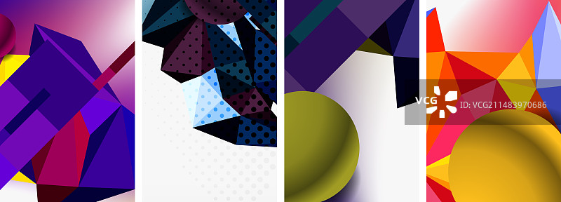 三维球面和三维低多边形设计图片素材