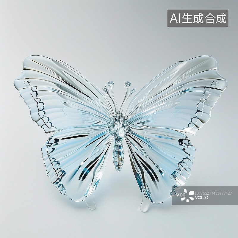 【AI数字艺术】玻璃蝴蝶元素图片素材