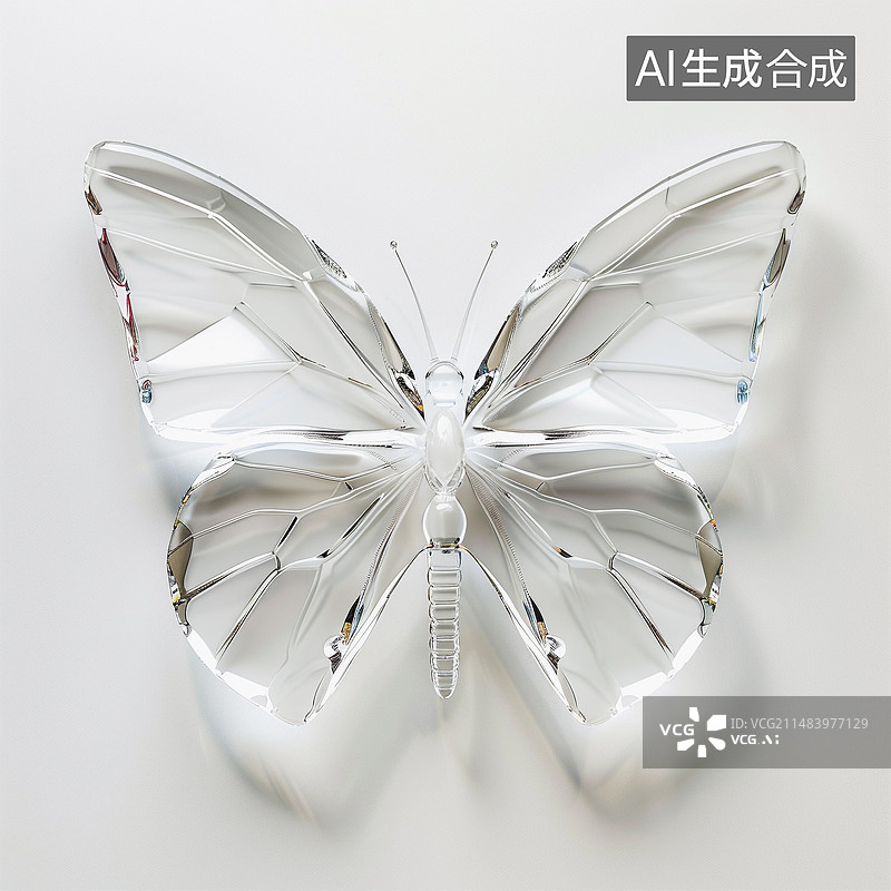 【AI数字艺术】玻璃蝴蝶元素图片素材