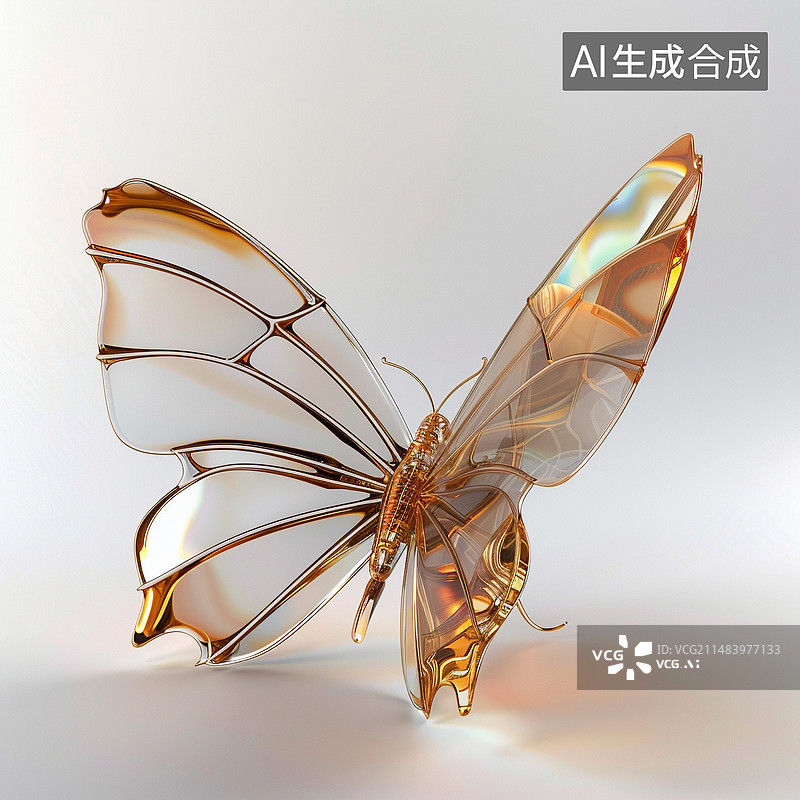 【AI数字艺术】玻璃蝴蝶元素图片素材