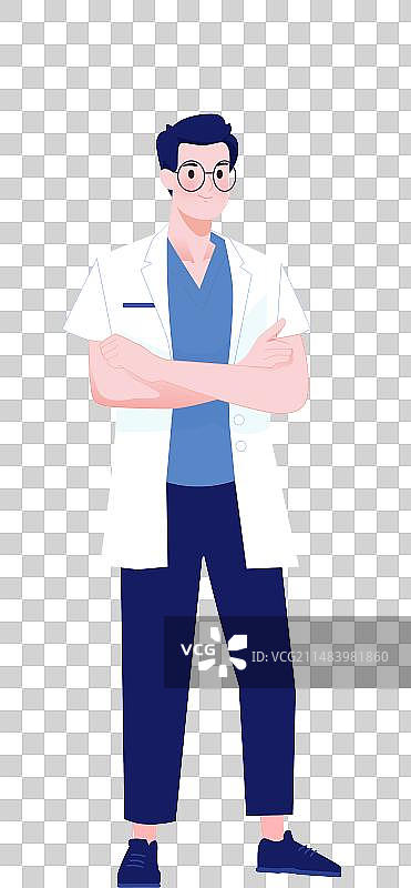 男医生站姿全身像矢量插画图片素材