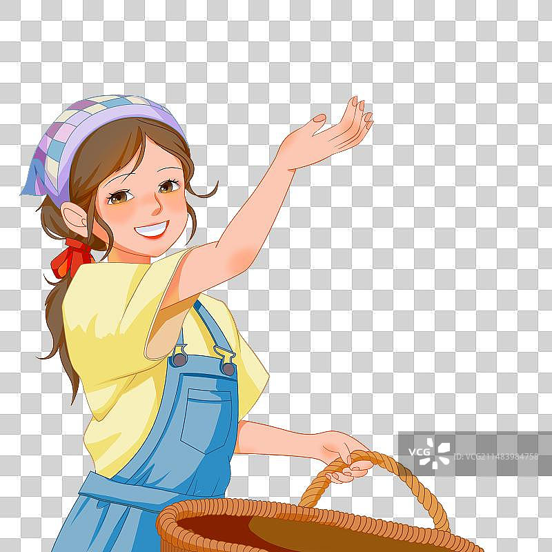 摘水果的女孩图片素材