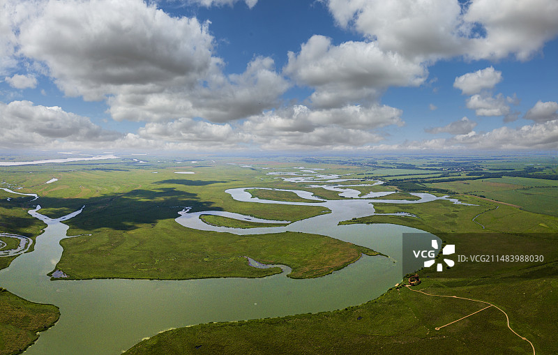航拍三江湿地平原图片素材