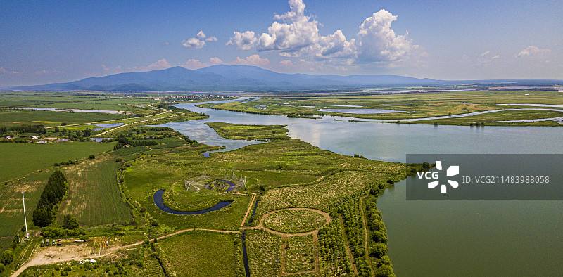 航拍三江湿地平原图片素材