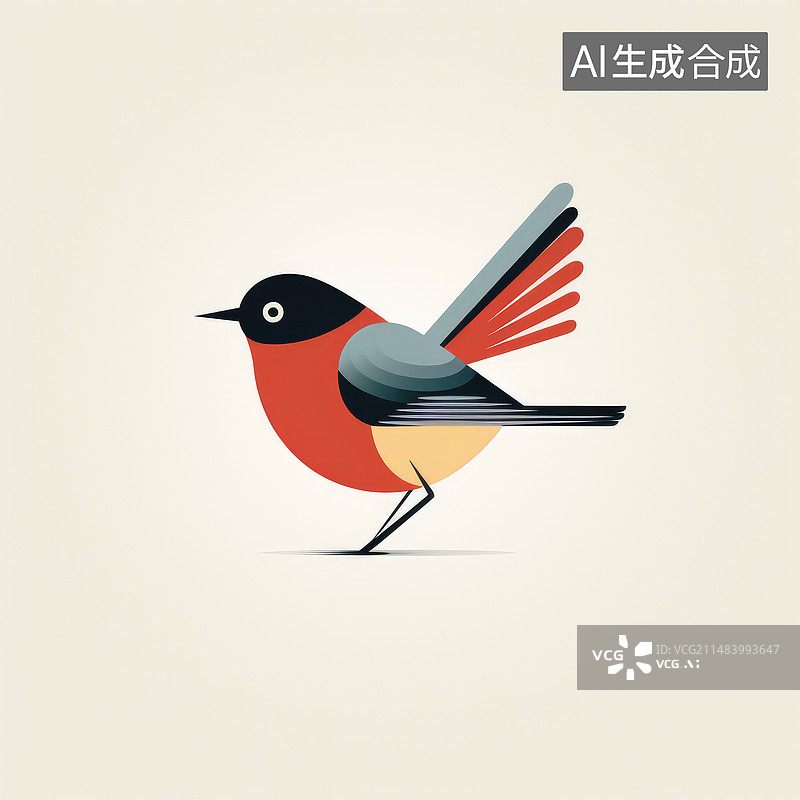 【AI数字艺术】小鸟 扁平化风格图片素材