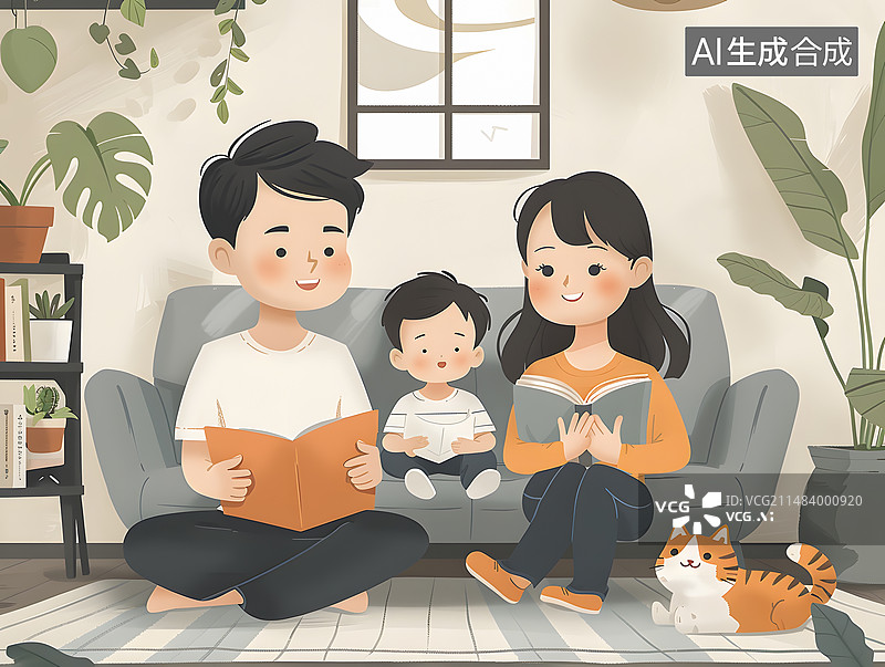 【AI数字艺术】幸福的一家子图片素材