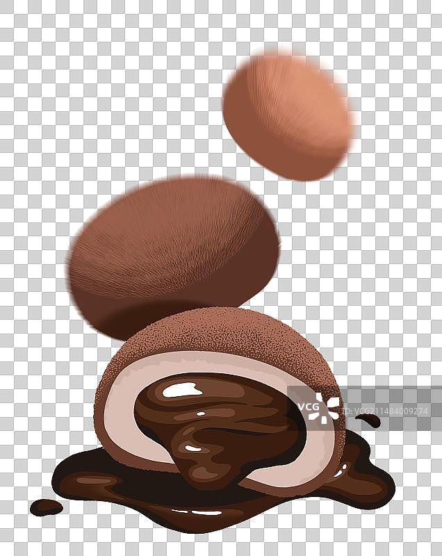 巧克力流心大福卡通手绘插画元素图片素材