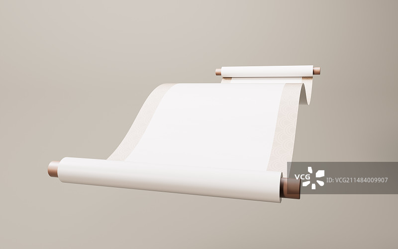中国风古风卷轴3D渲染图片素材