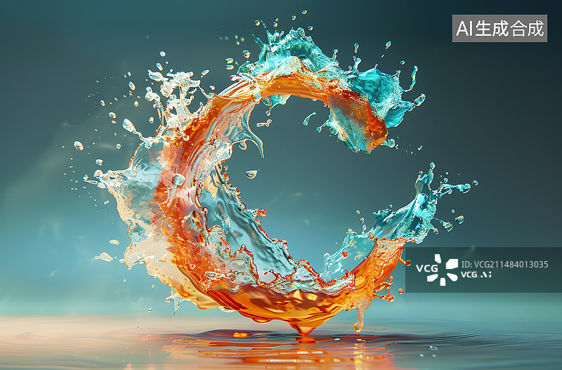 【AI数字艺术】黑色背景下溅起牛奶的特写镜头图片素材