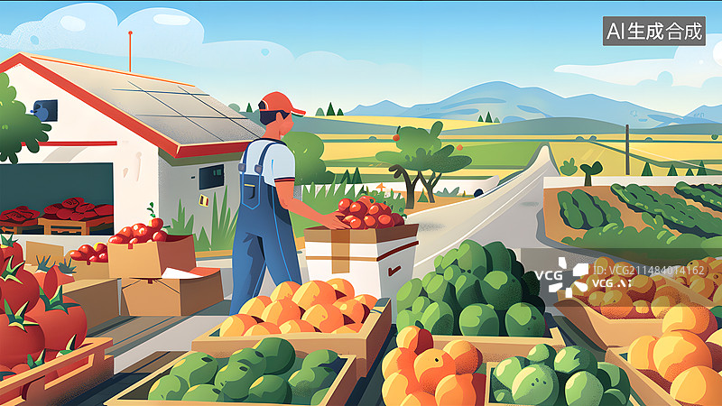 【AI数字艺术】乡村电商插画图片素材