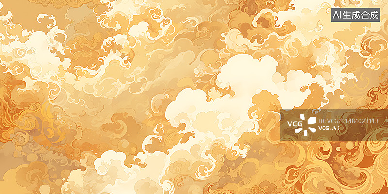 【AI数字艺术】祥云元素背景图案，中国风传统节日背景概念插图图片素材