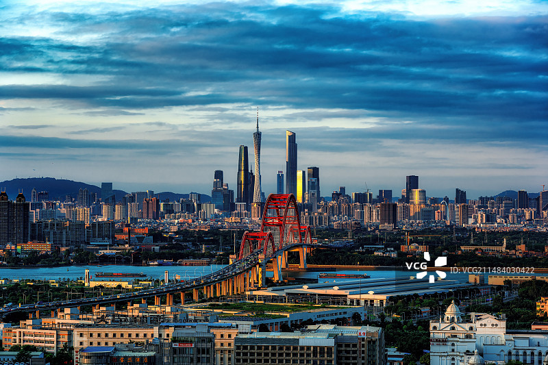 广州城市风光夜景天际线图片素材
