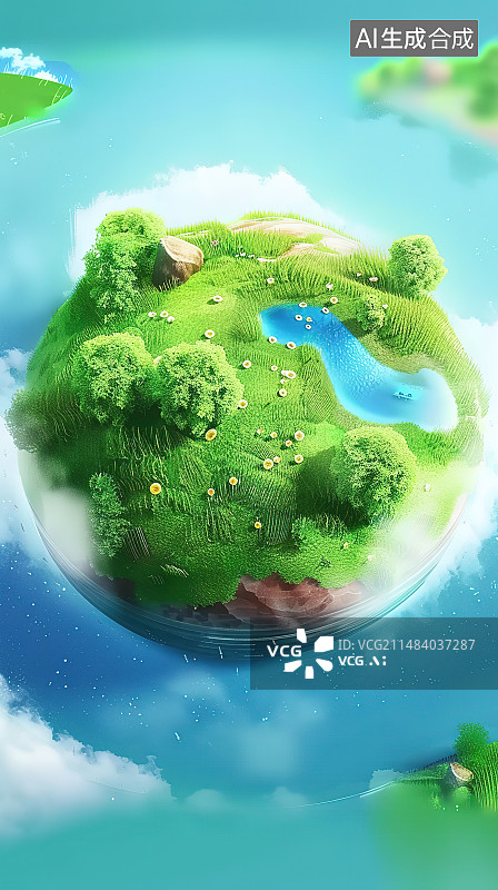 【AI数字艺术】绿色背景下的气泡特写镜头图片素材