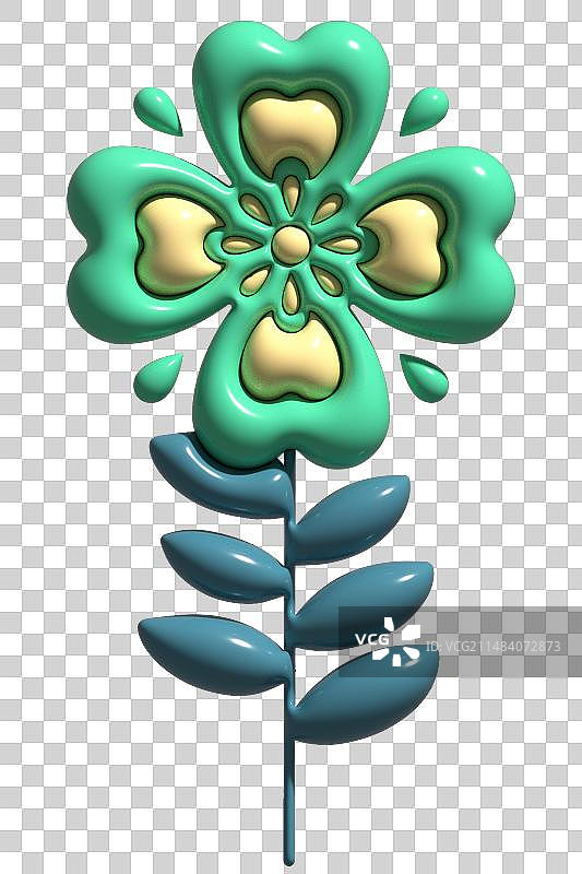 植物花卉花朵3D立体膨胀风卡通装饰元素图片素材