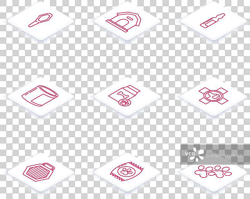 宠物医疗用品狗窝罐头食品线条图标图片素材