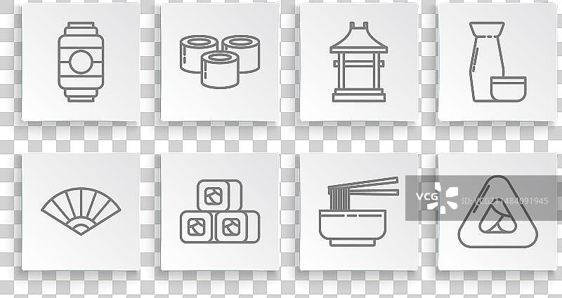 中式或日式折扇套装图片素材