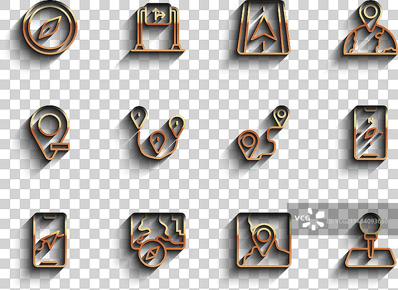 城市地图导航罗盘折叠线条图片素材